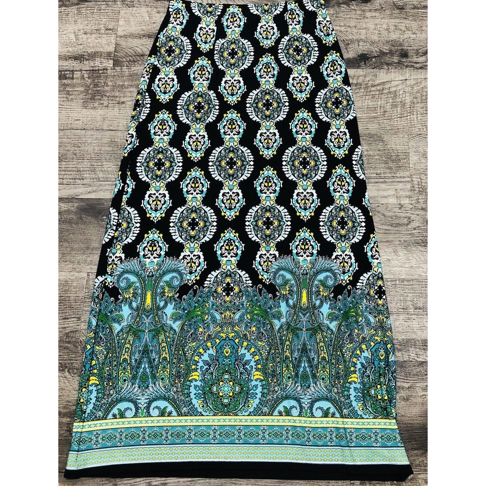 Cato Skirt Womens XS Maxi Pull On Skirt Floral Print Boho Black Tiered E9 - Picture 3 of 5